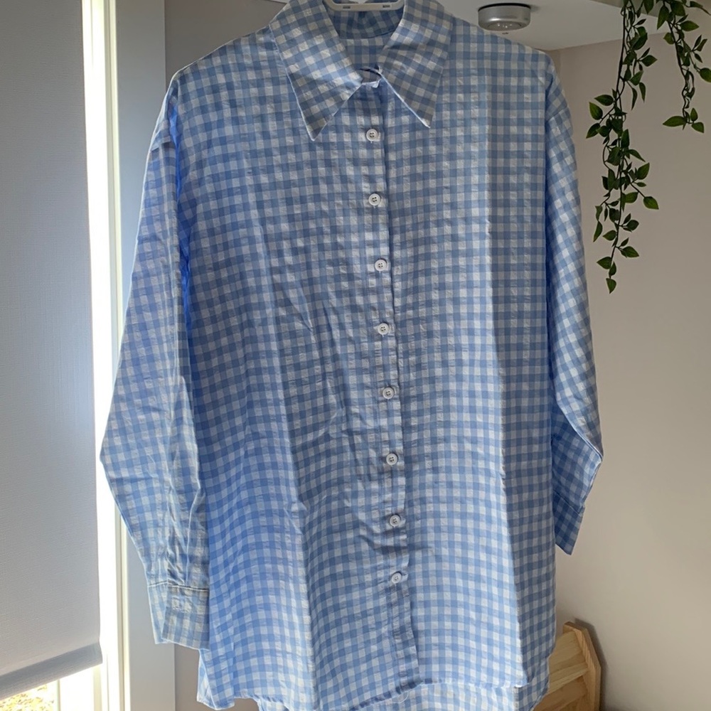 SHEIN Gingham Button down shirt